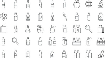 Fototapeta premium Collection of handdrawn bottle and container icons