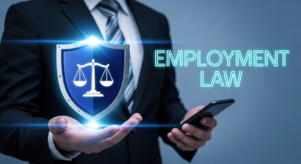 Professional exploring employment law through digital means on a smartphone