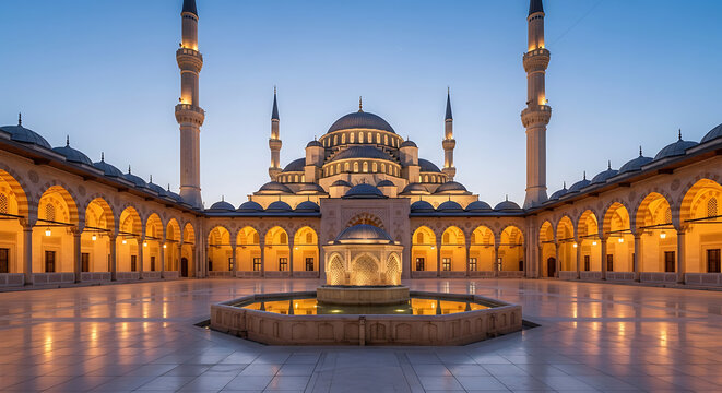 The muhammad ali pasha mosque at dusk in cairo egypt