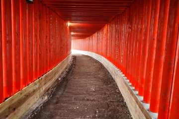 Selbstklebende Fototapeten Torii Tore Red Torii Gates Tunnel at Jintoku Inari Shrine in Kanoya Kagoshima Japan - 日本 鹿児島県 神徳稲荷神社 赤い千本鳥居  © Eric Akashi