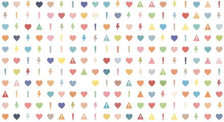 Colorful Heart Shapes Pattern on White Background.