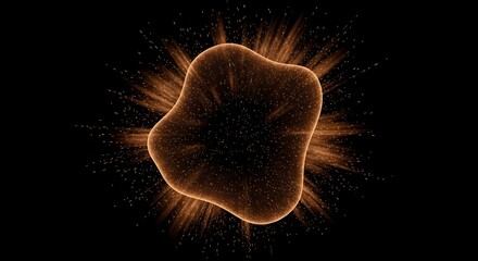 Abstract cosmic explosion with glowing particles and starry space effect