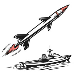 Anti-ship missile launching from warship boat naval © MST SABLRON