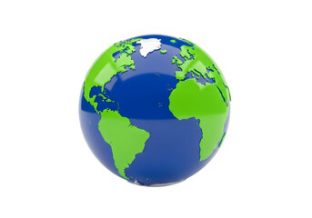 Fototapeta premium A blue and green globe on a white background isolated on transparent background