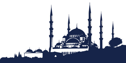 Silhouette of the blue mosque in istanbul with minarets and domes © Murad