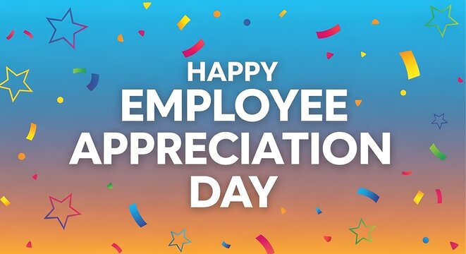 Happy employee appreciation day celebration with colorful confetti