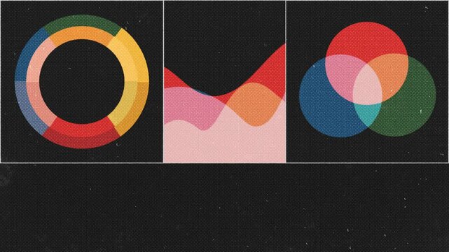 Abstract Circular and Wave Graphics on Dark Background