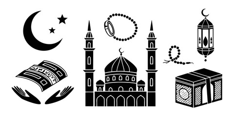 Diverse symbols representing islamic culture and religion © NAHID 