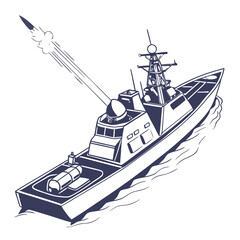 Naval combat cruiser launching missile launch warship © shahin10