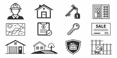 Icons representing various aspects of home ownership and maintenance