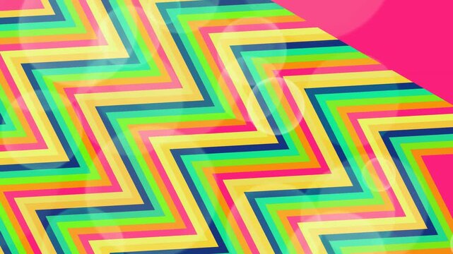 Vibrant Rainbow Chevron Pattern with Soft Bokeh Overlay