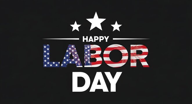 Happy labor day with stars and stripes background for celebration