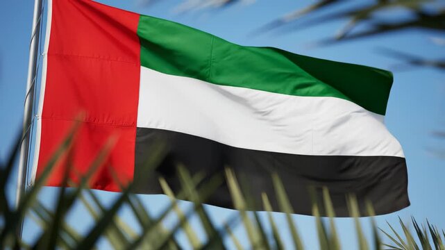 UAE flag waving in the wind