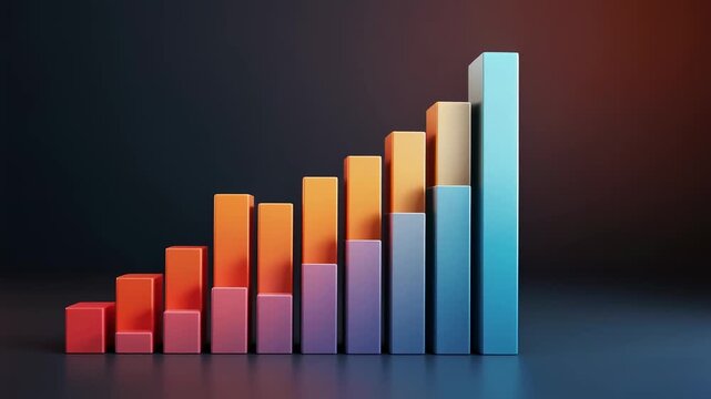 Colorful 3D Bar Chart Showing Upward Trend with Gradient Colors 3d bar chart bar graph animated