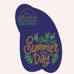 Vibrant summer day illustration with sun and greenery.