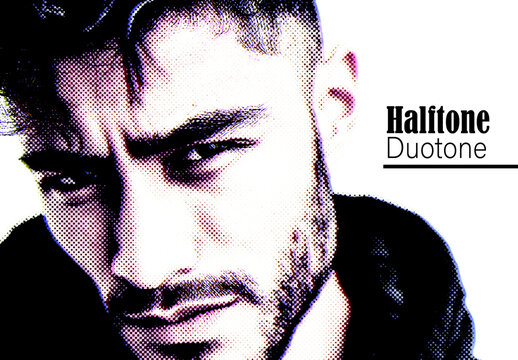 High Contrast Halftone Duotone Photo Effect
