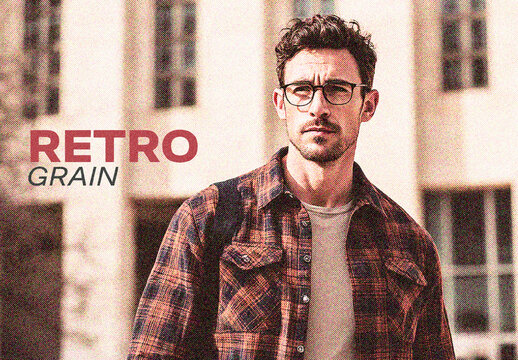 Halftone Retro Grain Print Photo Effect