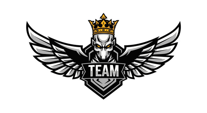 Elegant silver eagle emblem with crown and wings, symbolizing team strength and leadership.