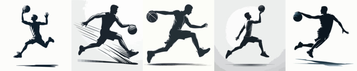 Vector Illustration of Silhouette of a Man Playing Basketball © Fajar