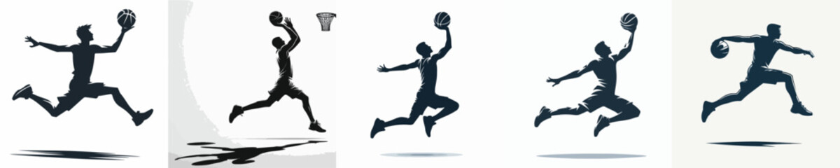 Vector Illustration of Silhouette of a Man Playing Basketball © Fajar