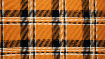 orange and black plaid fabric texture background