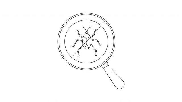 Bug Detection - Magnifying Glass Inspecting a Beetle Illustration.