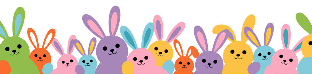 easter bunny family festive banner vector