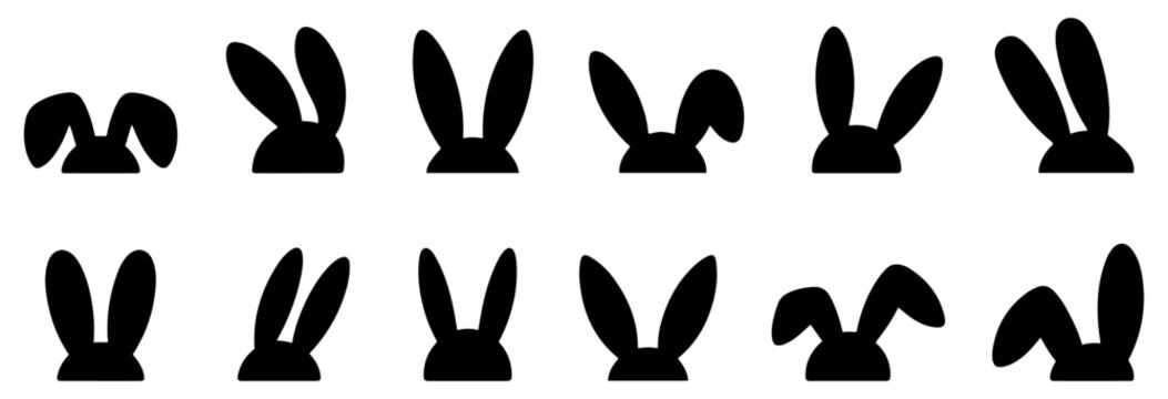 cute easter bunny ears vector icon set
