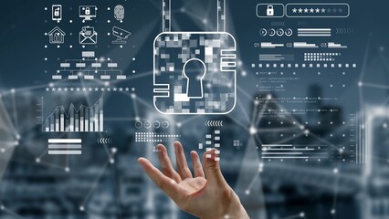 Cyber security system protecting digital infrastructure. Cyber security ensures data safety, prevents breaches, cyber security strengthens defense, and supports secure operations. Marrow © InfiniteFlow