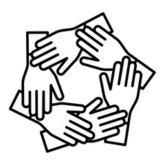 Fototapeta premium Hands working together in unity and cooperation&nbsp;icon, vector illustration.