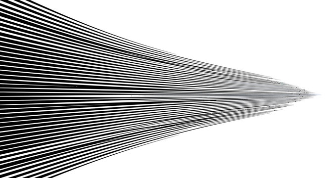 Black and white abstract lines converging to a point.