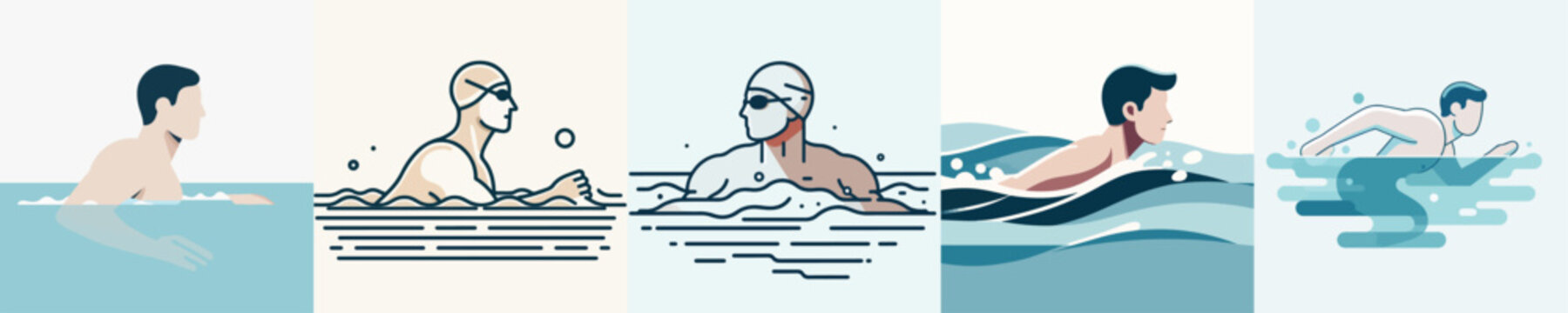 Vector Illustration of Man Swimming