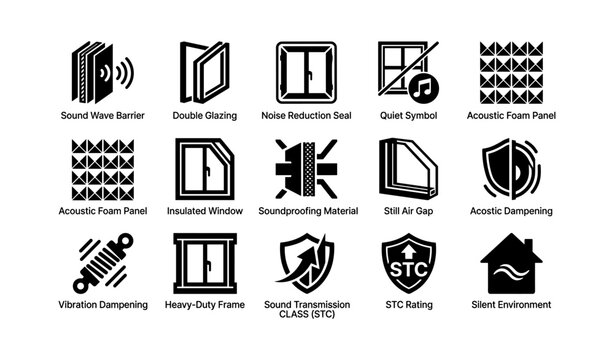 Soundproofing icons: noise reduction solutions for quiet environments