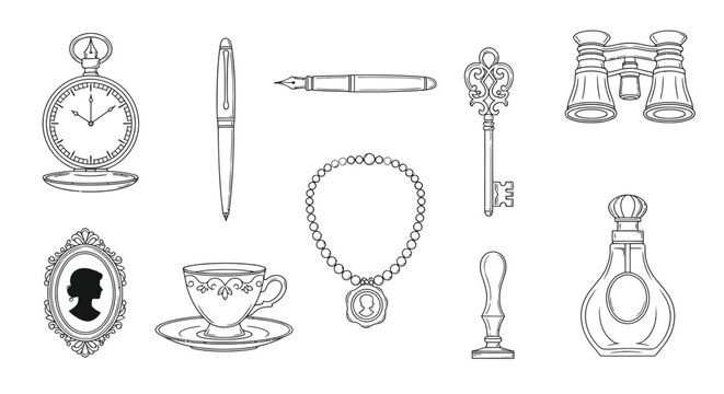 Vintage Objects Collection Illustration Set.