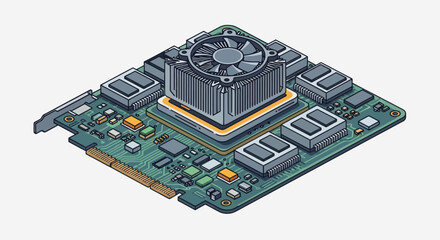 Computer Graphics Card with Cooling Fan. © Tukang