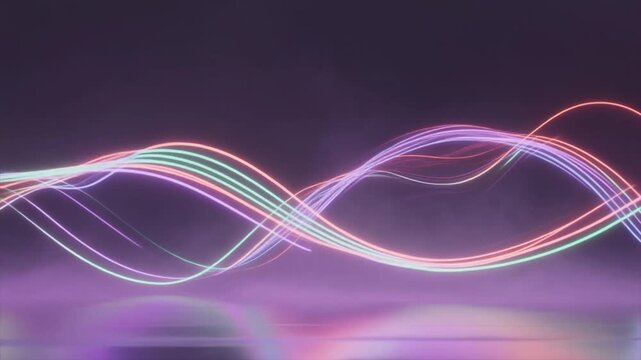 Futuristic looping neon pastel lines drifting soft haze atmosphere seamless surreal ambience cascading softly abstract unique cinematic loop version two