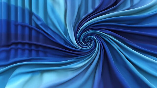 A mesmerizing and fluid abstract pattern resembling undulating curtain-like waves rendered in various shades of oceanic and sky blue, creating powerful sense of continuous movement, dimensional depth