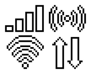 A set of telephone signals in linear pixel art