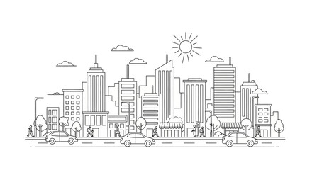 Fototapeta premium City Skyline with Tall Buildings.