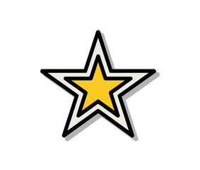 A bright yellow star icon with a black outline and white background, symbolizing excellence and achievement in a modern design style.