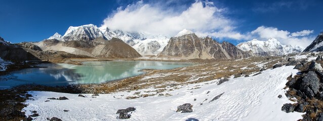 Mount Cho Oyu peak mountain panorama himalaya landscape