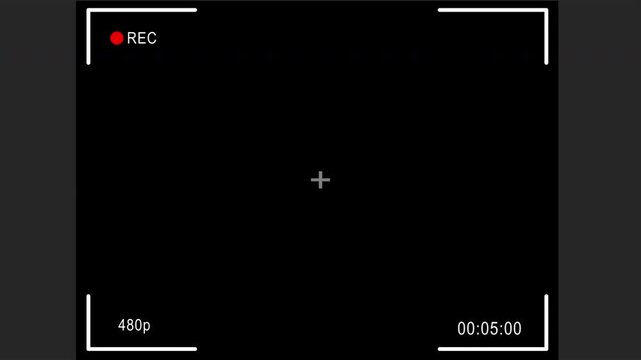 4:3 horizontal camera frame recorder looping with visible time code on transparent background. Designed for professional UI compositing. Perfect for ads.