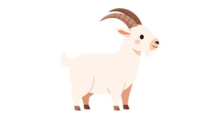 Fototapeta premium Charming Cartoon Goat Illustration with Curving Horns and a Gentle Smile