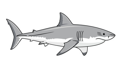 Obraz premium Stylized Illustration of a Great White Shark in Profile with Dynamic Fins and Gill Slits