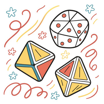 Fantasy Dice Illustration with Bright Colors Vector

