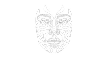 Obraz premium Facial Structure Anatomy Line Drawing.