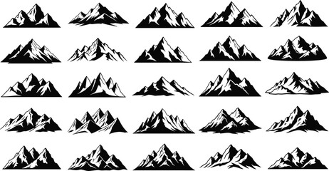 Mountain silhouette illustration set, varied peak designs and terrains with stylized outlines for nature and adventure theme - flat vector illustration © MD Tariful islam