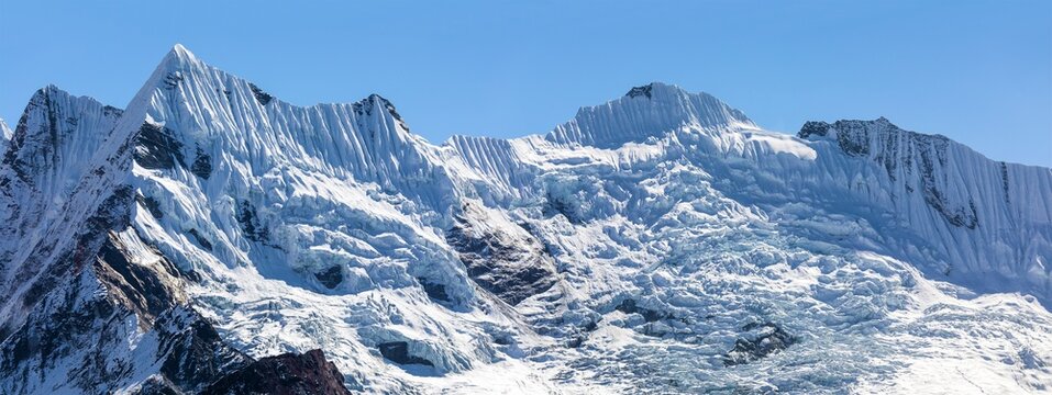 Mountain with ice glacial seracs ice serac