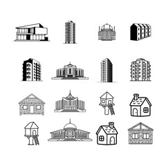 Fototapeta premium Various building icons isolated on white background