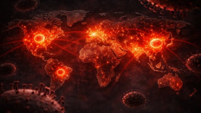 Global pandemic threats marburg virus and nipah virus outbreaks scientific analysis digital world dark atmosphere